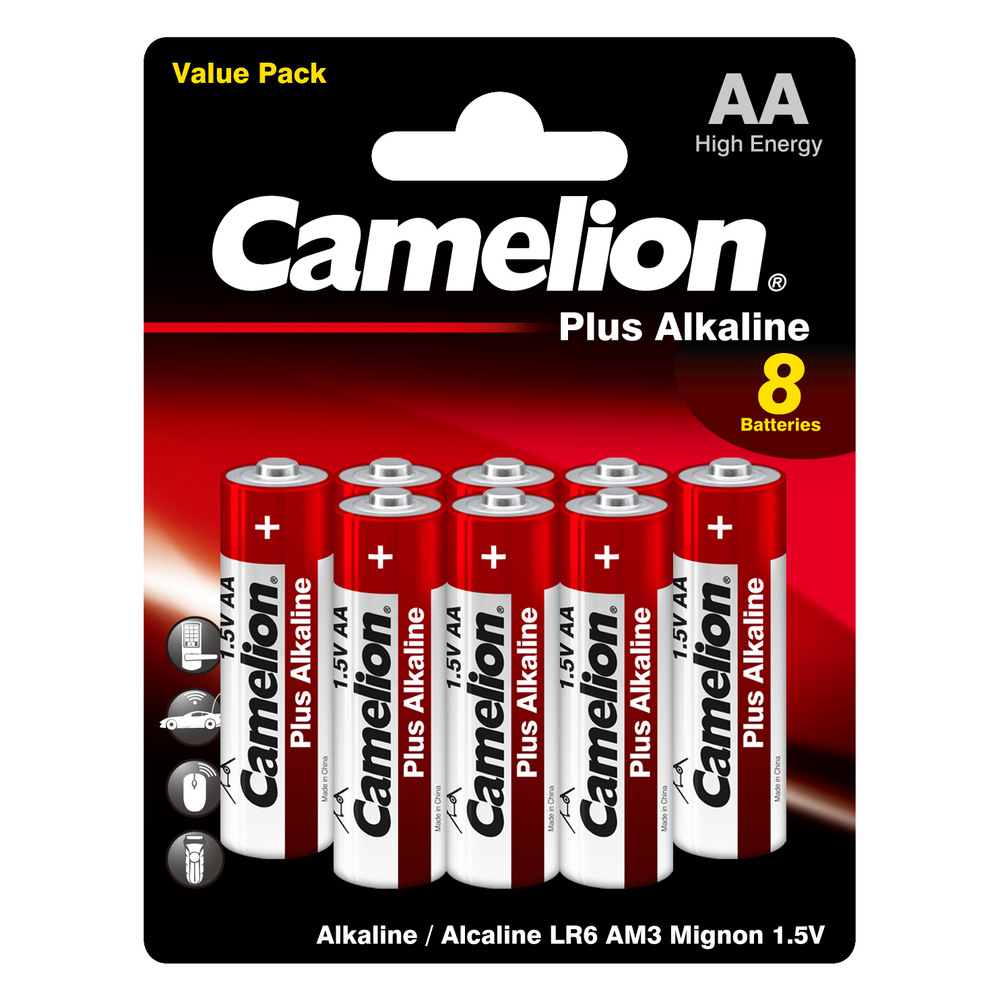 э/п Camelion LR6 Plus Alkaline BL-8 (LR6-BP8,батарейка,1.5В) (8/48/576шт)